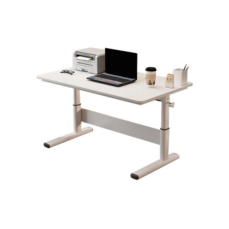 昇降可能　手動　レバー　引き出し　広い天板　ゆとり　エコ板材　頑丈　スチール脚　補強フレーム　デスク　昇降デスク　シンプル　モダン　使いやすい　ホワイト　ナチュラル　BGZ-K-161