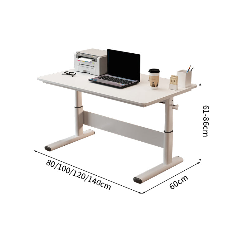 昇降可能　手動　レバー　引き出し　広い天板　ゆとり　エコ板材　頑丈　スチール脚　補強フレーム　デスク　昇降デスク　シンプル　モダン　使いやすい　ホワイト　ナチュラル　BGZ-K-161