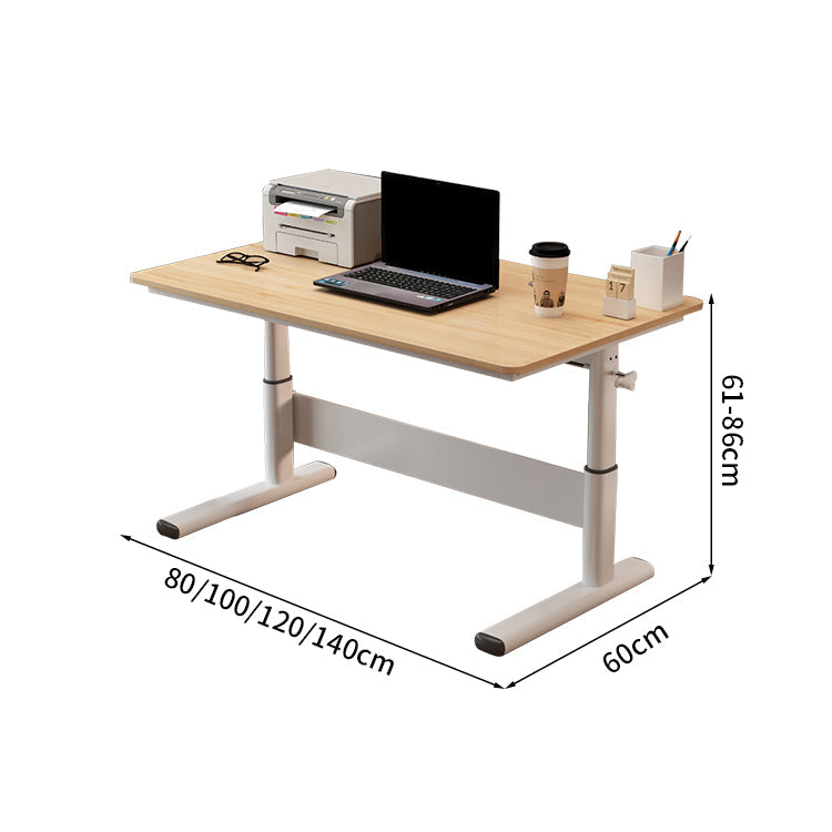 昇降可能　手動　レバー　引き出し　広い天板　ゆとり　エコ板材　頑丈　スチール脚　補強フレーム　デスク　昇降デスク　シンプル　モダン　使いやすい　ホワイト　ナチュラル　BGZ-K-161