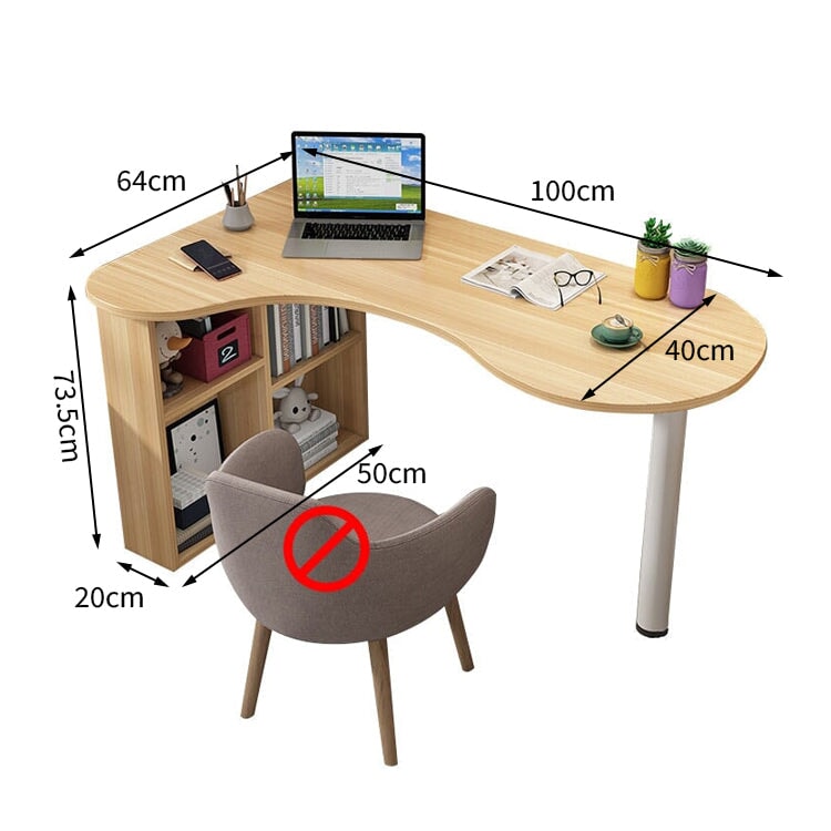 オフィスデスク　コーナーデスク　サイドラック　スチール脚　カーブ型天板　アジャスター　配線孔　ホワイト　カスタマイズ可能　BGZ-M034
