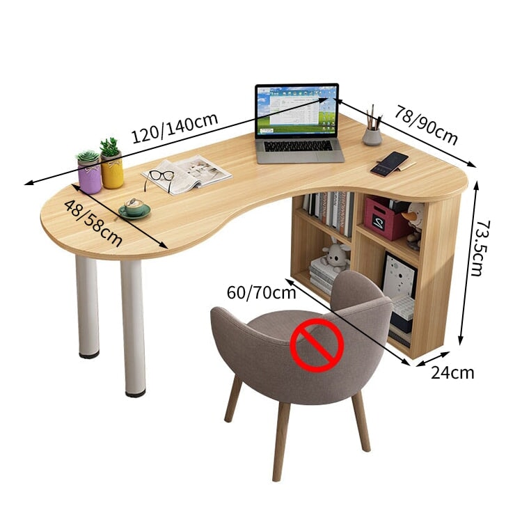 オフィスデスク　コーナーデスク　サイドラック　スチール脚　カーブ型天板　アジャスター　配線孔　ホワイト　カスタマイズ可能　BGZ-M034