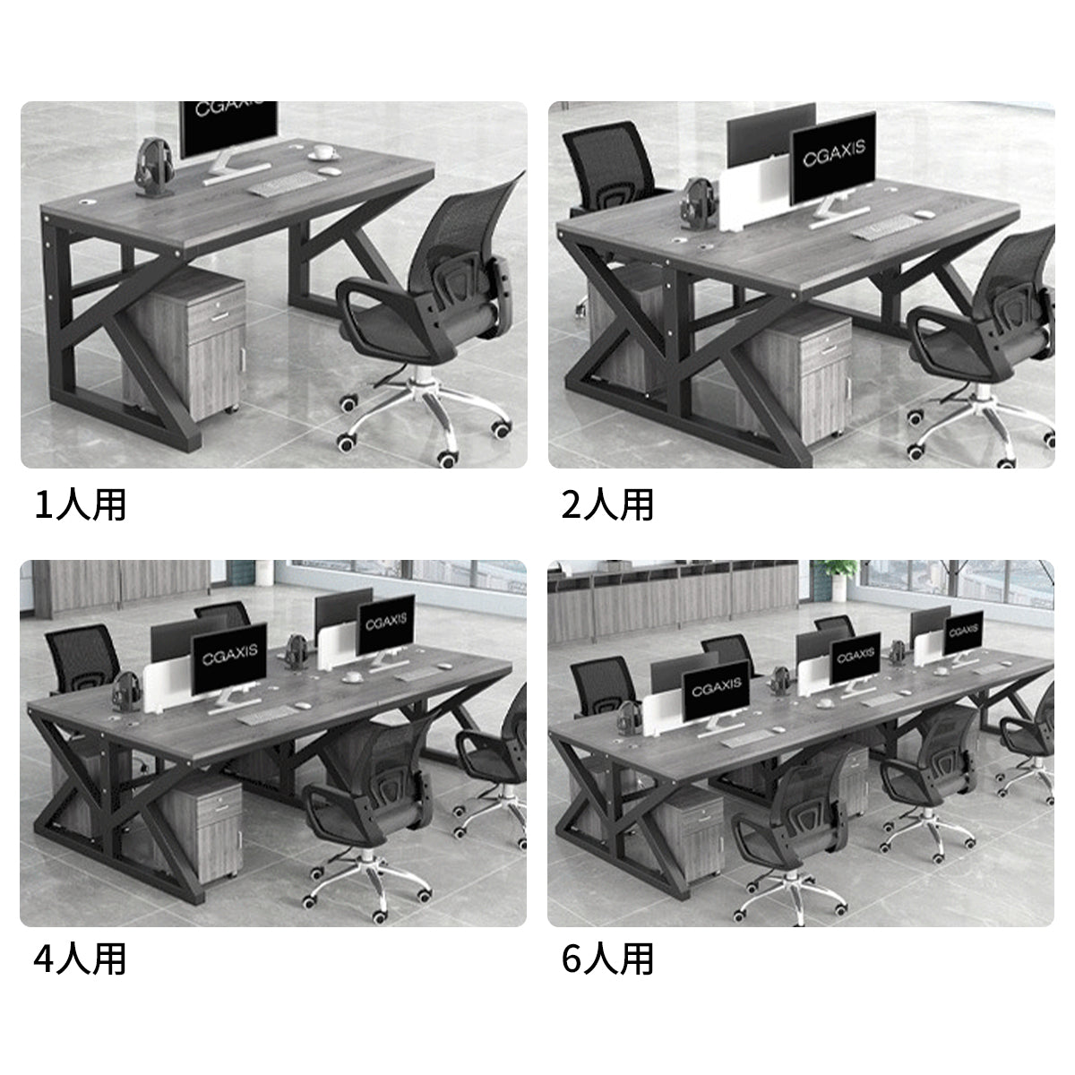 カスタマイズ対応オフィスデスク｜メラミン天板×スチール脚×パネル付きデザイン