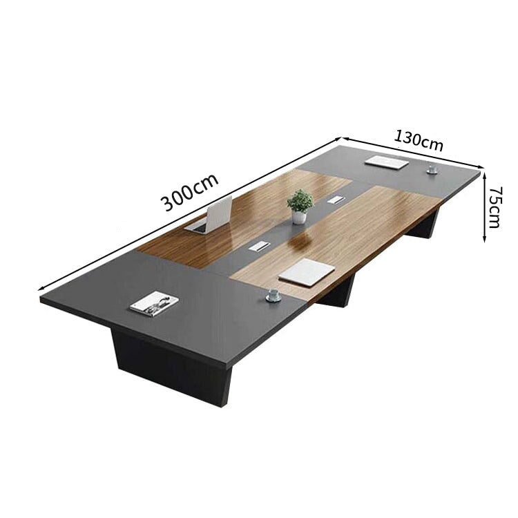 配線ボックス付き×上質デザインの大型ミーティングデスク