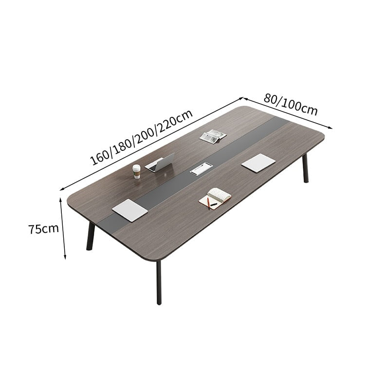 会議テーブル　長机　大型オフィステーブル　商談テーブル　木目調　コンセント穴付き　角丸　バイカラーデザイン　シンプル　ホワイト　ウォールナット　カスタマイズ可能　HYZ-017 