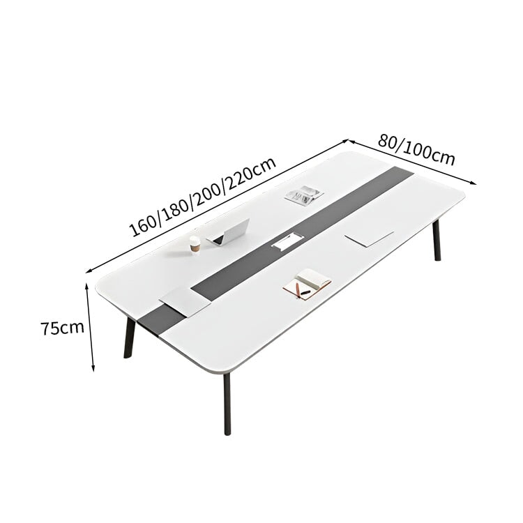 会議テーブル　長机　大型オフィステーブル　商談テーブル　木目調　コンセント穴付き　角丸　バイカラーデザイン　シンプル　ホワイト　ウォールナット　カスタマイズ可能　HYZ-017 