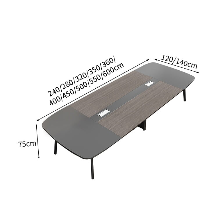 炭素鋼脚　八の字構造　安定性　開放感　Ｒ仕上げ　エコ板材　配線ボックス　テーブル　ミーティング　会議テーブル　木目調　バイカラー　落ち着き　ホワイト　カスタマイズ可能　HYZ-K-017