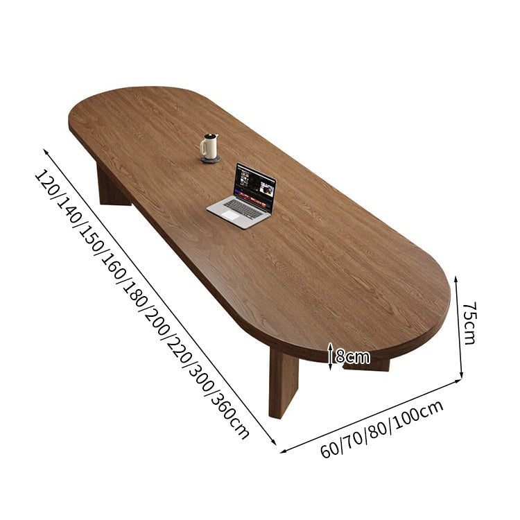 天然木　厚み　頑丈　Ｒ加工　分厚い天板　木目調　テーブル　会議テーブル　穏やか　落ち着き　ナチュラル　ウォールナット　カスタマイズ可能　HYZ-K018