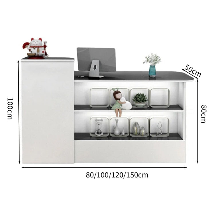 受付カウンター　レジカウンター　オフィス受付　鍵付き　配線穴付き　角丸　シンプル　ホワイト　カスタマイズ可能　JDT-M-104