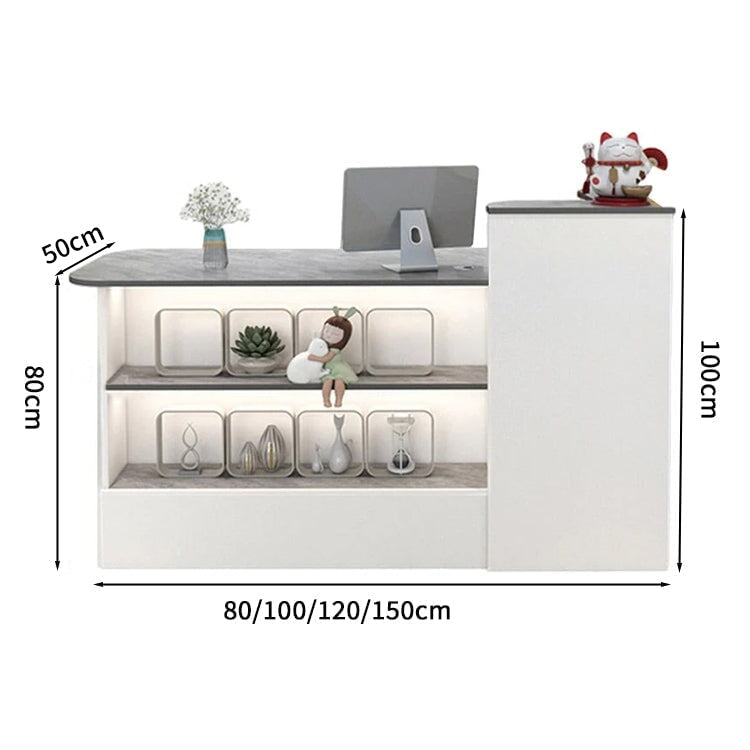 受付カウンター　レジカウンター　オフィス受付　鍵付き　配線穴付き　角丸　シンプル　ホワイト　カスタマイズ可能　JDT-M-104