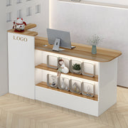 受付カウンター　レジカウンター　オフィス受付　鍵付き　配線穴付き　角丸　シンプル　ホワイト　カスタマイズ可能　JDT-M-104