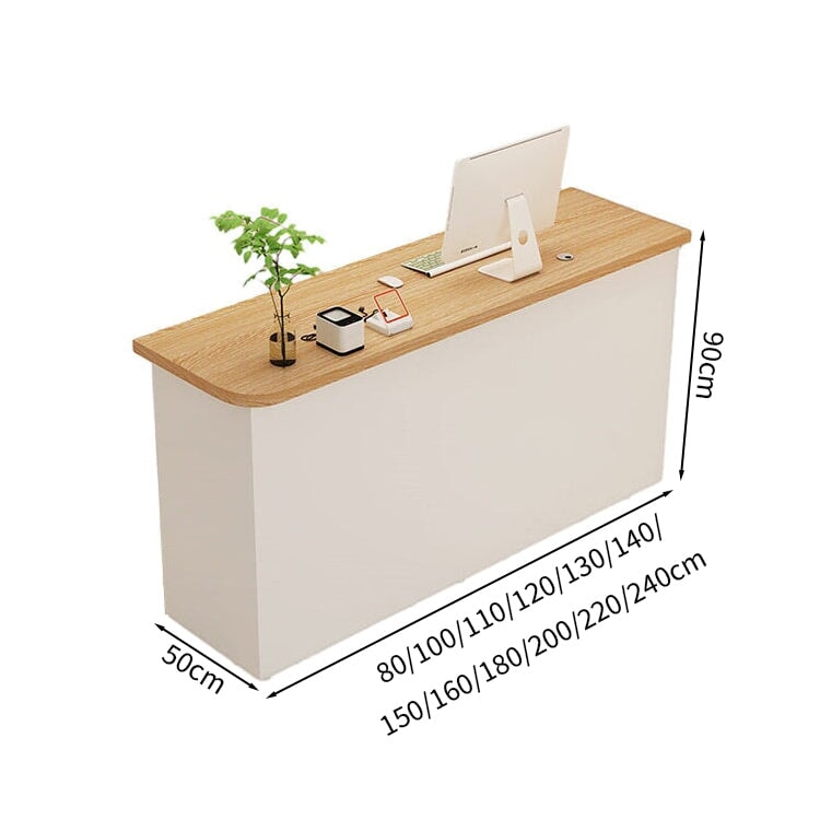 受付カウンター　レジカウンター　カウンター　角丸　配線孔付き　錠付き　引出し付き　シンプルホワイト　カスタマイズ可能　