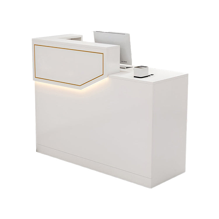 エコ板材　扉付き収納　引き出し　錠付き　上部天板　配線孔　LEDライト　広め　ゆとり　受付カウンター　カウンター　レジ台　すっきり　シンプル　機能的　ホワイト　カスタマイズ可能　