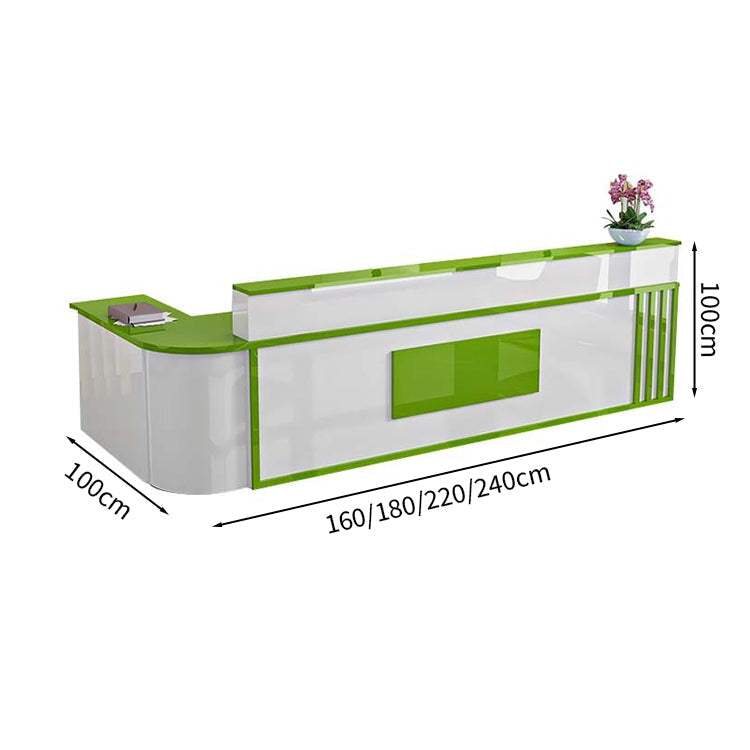 受付カウンター　L字型　ワークトップ　カウンター　マーブル模様　キーボードトレイ付き　錠付き　引出し付き　角丸　ホワイト　カスタマイズ可能　JDT-M-138　