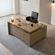 高級木目調×収納力抜群のL型オフィスデスク