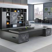 収納棚　?収納　マーブル模様　配線穴ボークス　エグゼクティブデスク　役員デスク　オフィスデスク　パソコンデスク　ブラック　カスタマイズ可能　LBZ-C122　