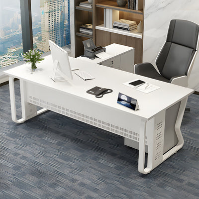 エグゼクティブオフィスデスク｜スチール脚 × 幕板付き × サイドキャビネット