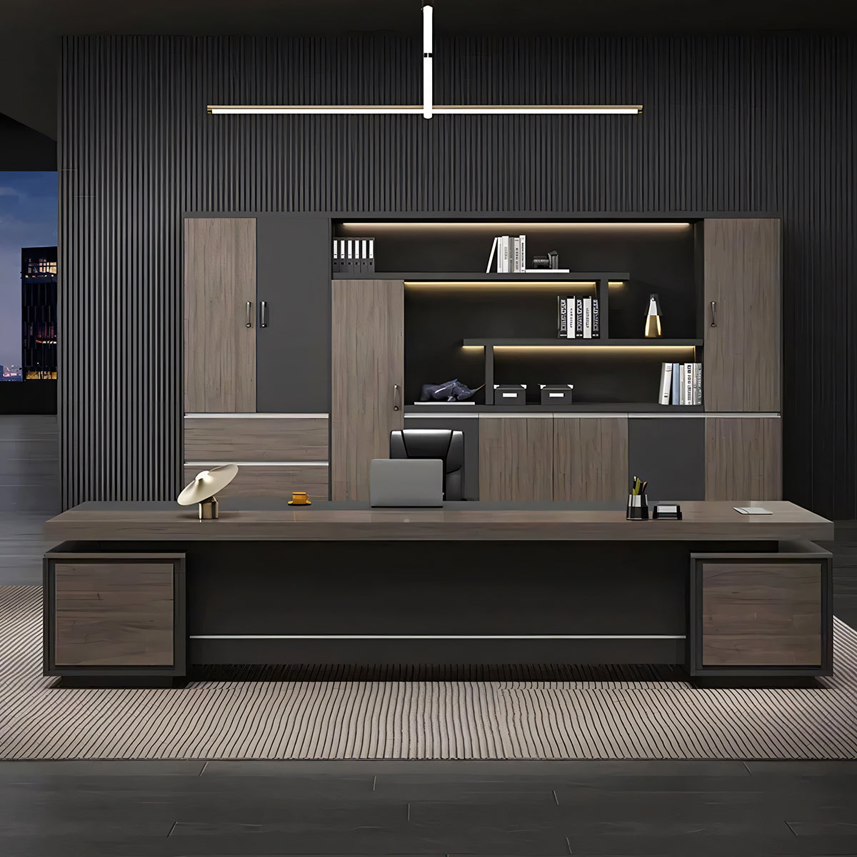 ダイヤル錠　引き出し付き　ホットメルトエッジ　エグゼクティブデスク　社長机　法人　社長室　役員用デスク　オフィスデスク　ウォールナット　カスタマイズ可能　