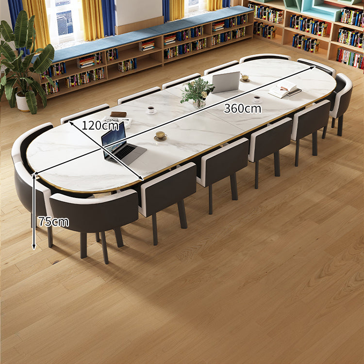 マーブル天板＆高反発チェア付き会議テーブルセット｜炭素鋼フレーム R仕上げ カスタマイズ対応