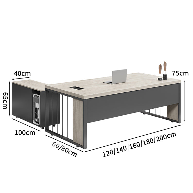 エグゼクティブデスク　役員デスク　事務机　パソコンデスク　デスク　配線ボックス　PC収納　ダイヤル錠　パーティクルボード　落ち着き　穏やか　洗練された　カスタマイズ可能　LBZ-S026