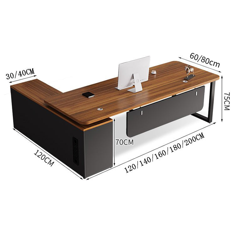 社長デスク　エグゼクティブデスク　オフィスデスク　エコ素材　Ｒ加工　配線孔付き　幕板付き　通気孔付き サイドキャビネット　オープン収納　LBZ - S012 -   