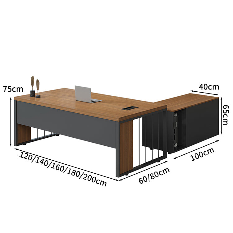 エグゼクティブデスク　役員デスク　事務机　パソコンデスク　デスク　配線ボックス　PC収納　ダイヤル錠　パーティクルボード　落ち着き　穏やか　洗練された　カスタマイズ可能　LBZ-S026