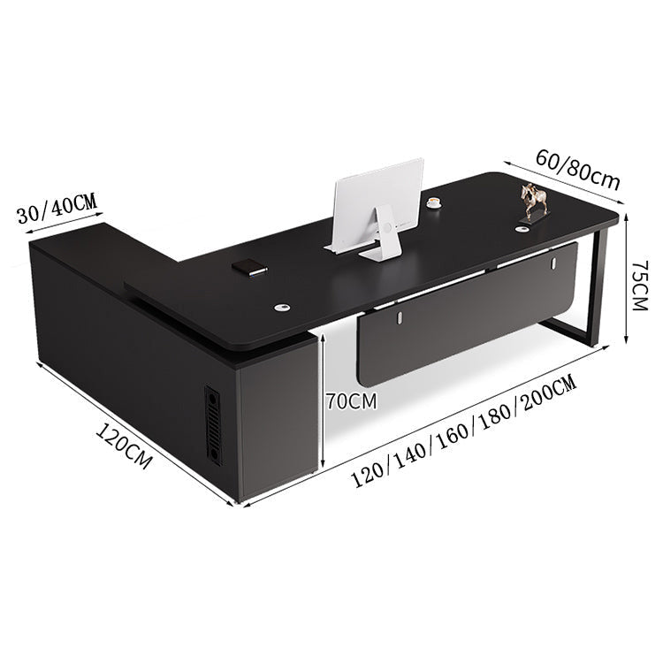 社長デスク　エグゼクティブデスク　オフィスデスク　エコ素材　Ｒ加工　配線孔付き　幕板付き　通気孔付き サイドキャビネット　オープン収納　LBZ - S012 -   