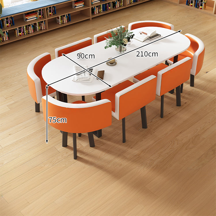 マーブル天板＆高反発チェア付き会議テーブルセット｜炭素鋼フレーム R仕上げ カスタマイズ対応