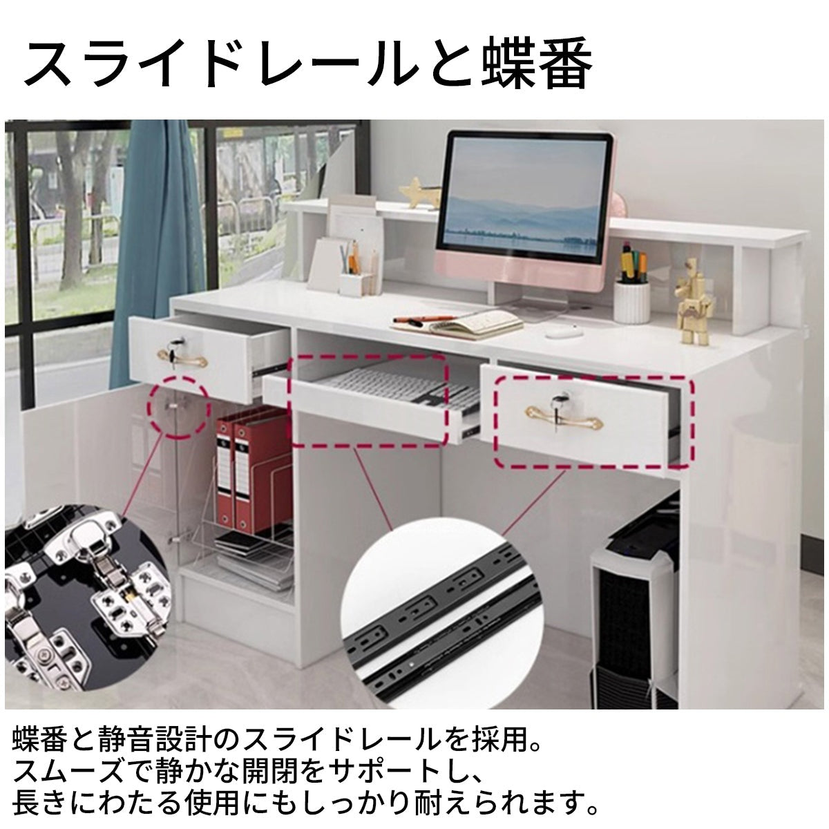 エコ素材受付カウンター｜メラミン木製×シンプルモダン｜ロゴカスタマイズ対応