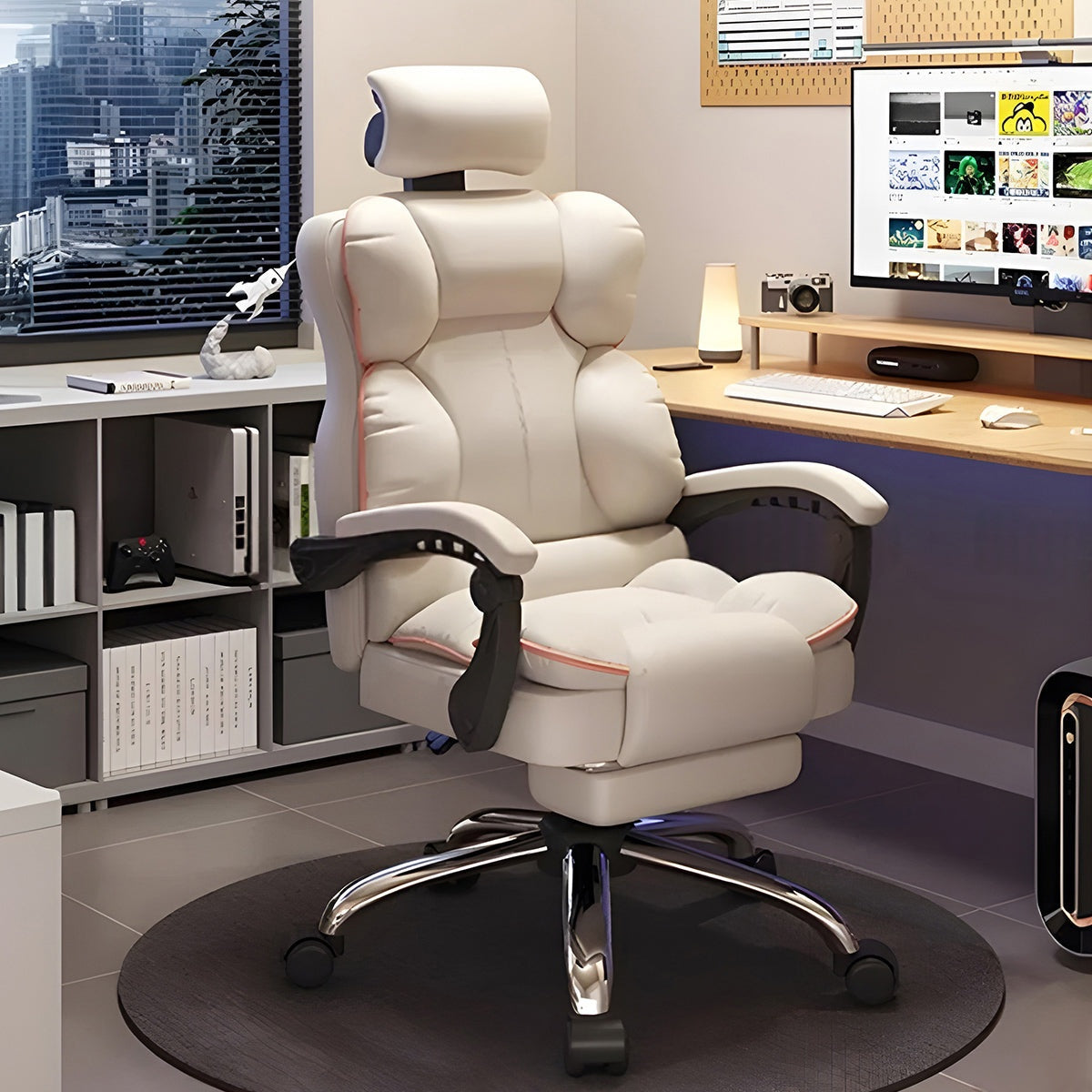 エルゴノミック プレミアムチェア｜ヘッドレスト付き ラテックス×ウレタンクッション PUレザー張り