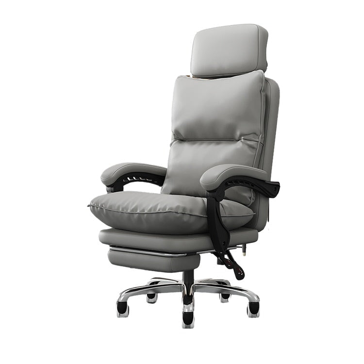 オフィスチェア　ワークチェア　事務椅子　パソコンチェア　人間工学　腰当て　連動式肘掛け　３Ｄヘッドレスト　フットレスト　リクライニング機能　グレー　