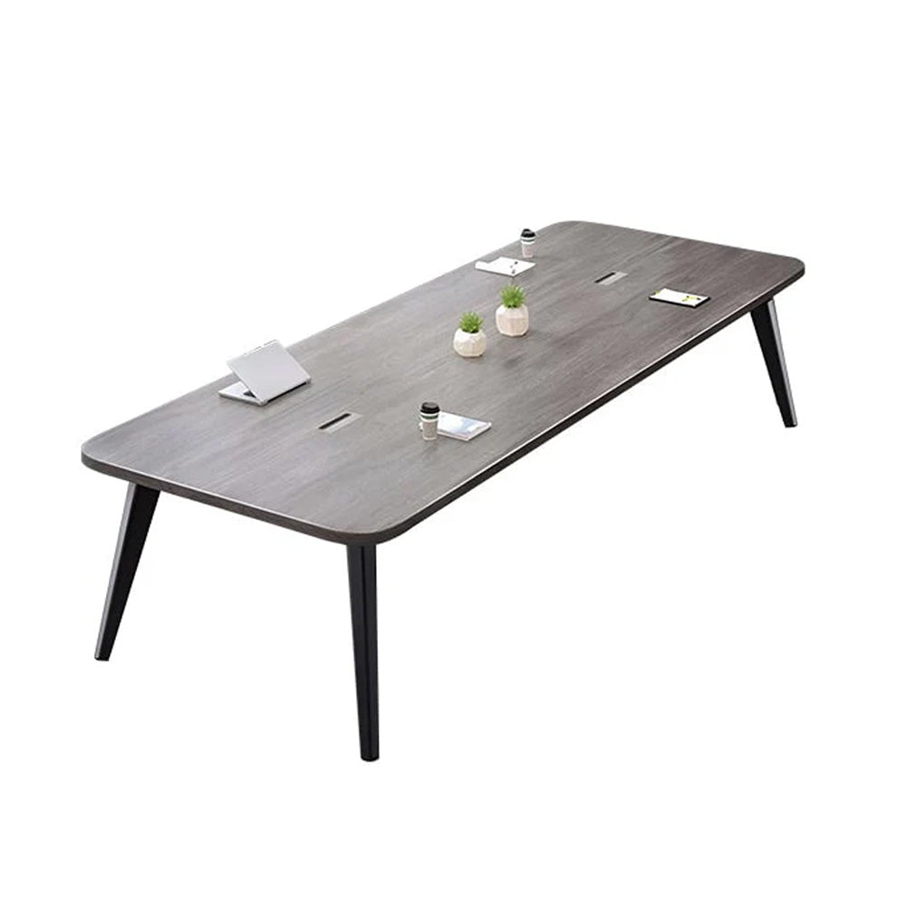 R仕上げ×配線ボックス付き｜落ち着きと安定性を備えたシンプル会議テーブル（カスタマイズ対応）