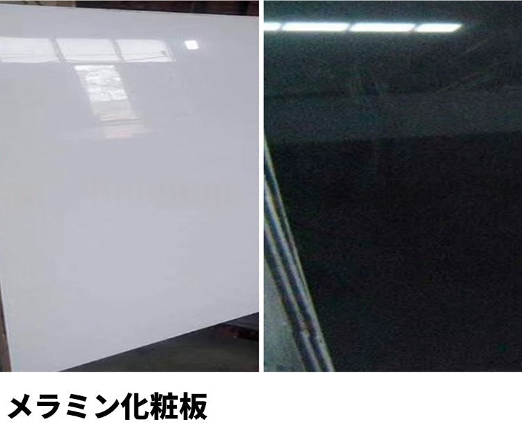 鏡面仕上げのL字型受付カウンター（メラミン化粧板製）– 高耐久性と優れた収納力