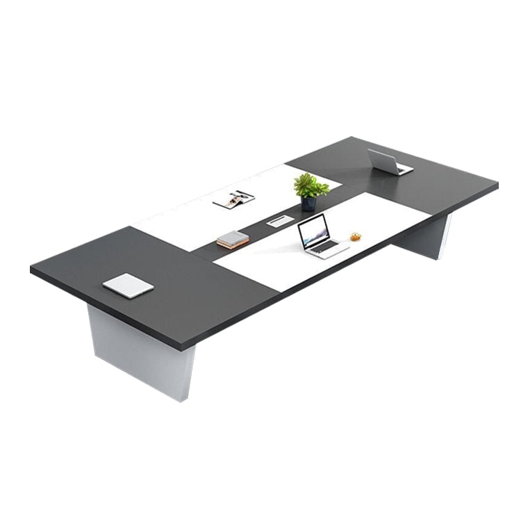 天然木　耐久性　厚い天板　エッジ加工　バイカラー　配線ボックス　台形　安定性　テーブル　会議テーブル　ミーティング　会議室　洗練　シンプル　カスタマイズ可能　HYZ-M008　  